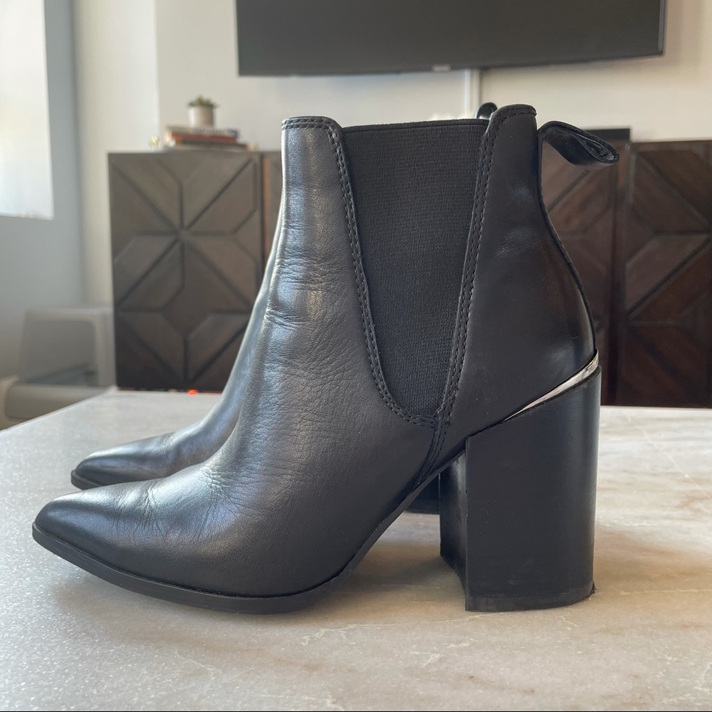 Black Leather Booties - Steve Madden Knoxi